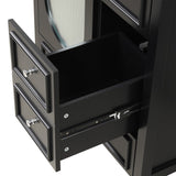 English Elm 30" Bathroom Vanity With Sink, Bathroom Vanity Cabinet With Three Drawers and Door, Solid Wood and Mdf, Black