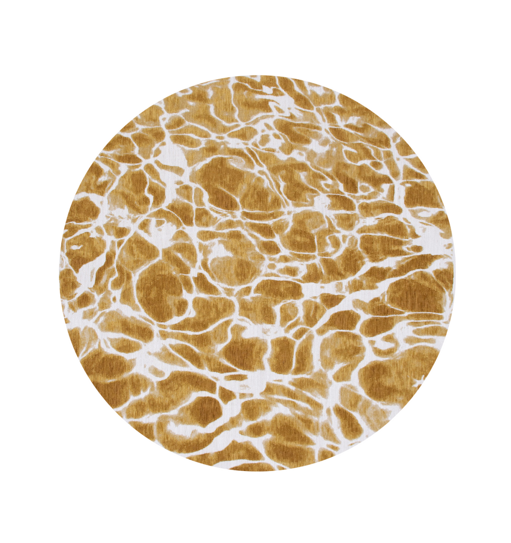 Homeroots 5' Yellow And Brown Round Abstract Non Skid Area Rug  100% Pet 551901