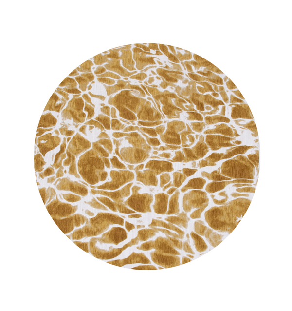 Homeroots 5' Yellow And Brown Round Abstract Non Skid Area Rug  100% Pet 551901