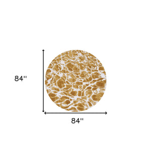 Homeroots 8' Yellow And Brown Round Abstract Non Skid Area Rug  100% Pet 551902