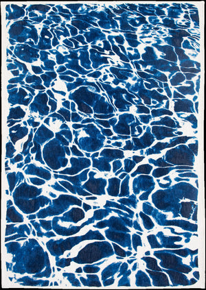Homeroots 5' X 7' Blue And White Abstract Non Skid Area Rug  100% Pet 551905