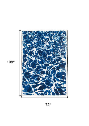 Homeroots 7' X 9' Blue And White Abstract Non Skid Area Rug  100% Pet 551907