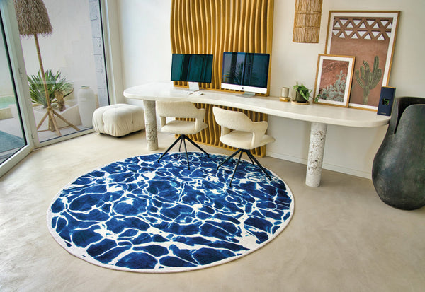 Homeroots 9' X 13' Blue And White Abstract Non Skid Area Rug  100% Pet 551909