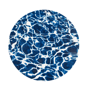 Homeroots 5' Blue And White Round Abstract Non Skid Area Rug  100% Pet 551910