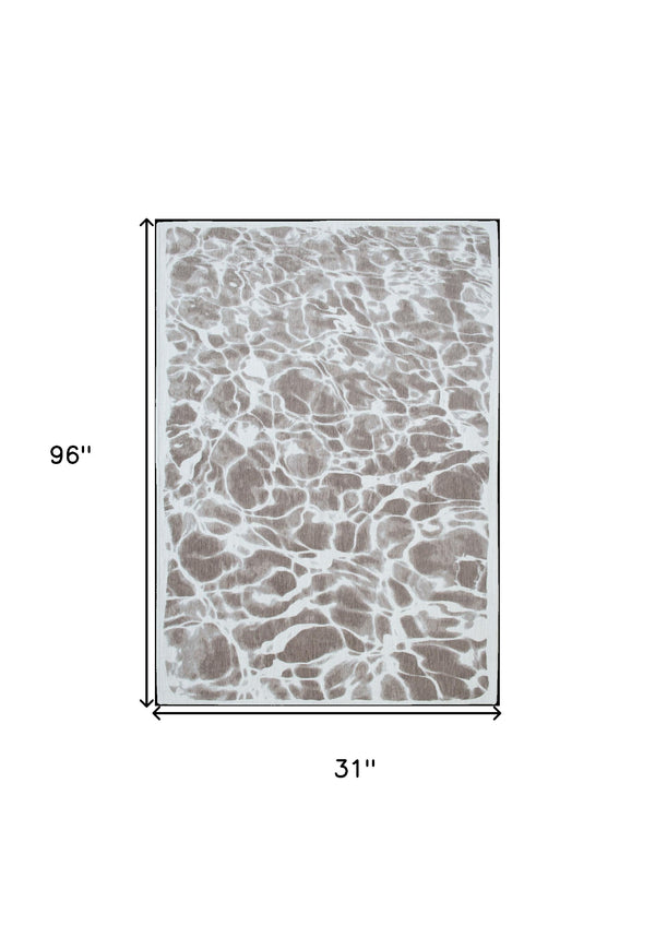 Homeroots 10' Gray Abstract Non Skid Area Rug  100% Pet 551913