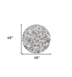 Homeroots 5' Gray Round Abstract Non Skid Area Rug  100% Pet 551919