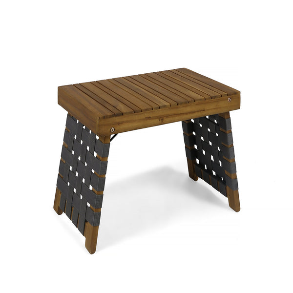 English Elm Christopher Knight Home® - HUNTSVILLE Foldable Side Table - Acacia Wood, Water-Resistant Strap, Woven Accents, Portable Foldable Design помощи 63738.00GRY