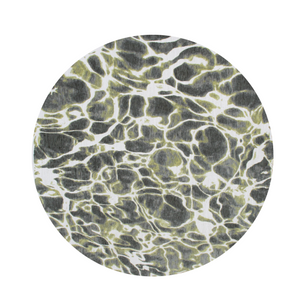 Homeroots 5' Green And White Round Abstract Non Skid Area Rug  100% Pet 551928