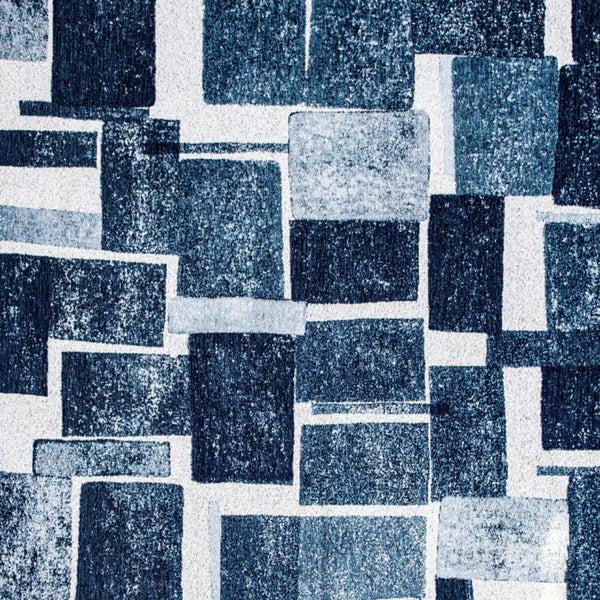 Homeroots 5' X 7' Blue And White Geometric Non Skid Area Rug  100% Pet 551931