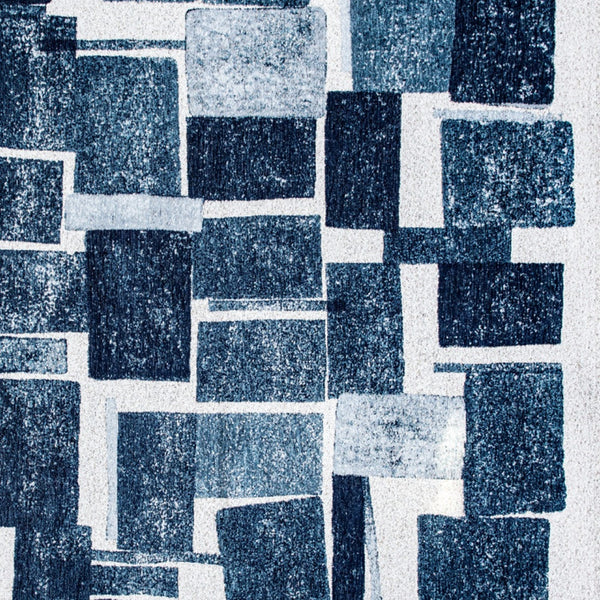 Homeroots 6' X 8' Blue And White Geometric Non Skid Area Rug  100% Pet 551932