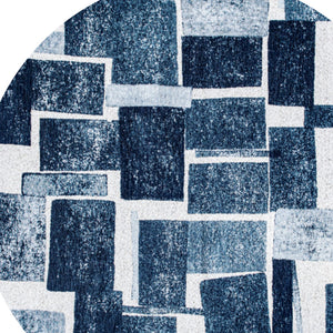 Homeroots 5' Blue And White Round Geometric Non Skid Area Rug  100% Pet 551936
