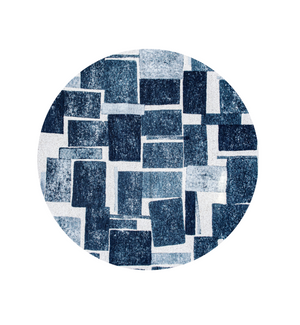 Homeroots 5' Blue And White Round Geometric Non Skid Area Rug  100% Pet 551936
