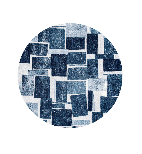 Homeroots 5' Blue And White Round Geometric Non Skid Area Rug  100% Pet 551936