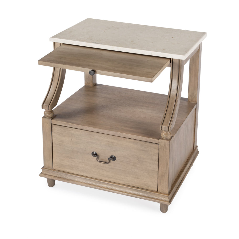 Butler Specialty Mabel Marble Nightstand With Elegant Design, Spacious Drawer, And Timeless Charm For Your Bedroom Tan,Beige Marble,Mahogany Wood,Mdf,Mahogany Veneer,Plywood 5519415-butler