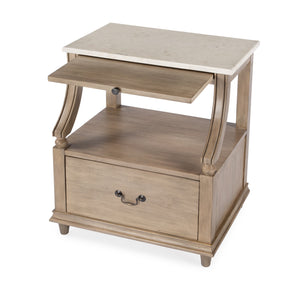 Butler Specialty Mabel Marble Nightstand With Elegant Design, Spacious Drawer, And Timeless Charm For Your Bedroom Tan,Beige Marble,Mahogany Wood,Mdf,Mahogany Veneer,Plywood 5519415-butler