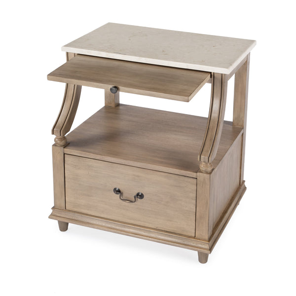 Butler Specialty Mabel Marble Nightstand With Elegant Design, Spacious Drawer, And Timeless Charm For Your Bedroom Tan,Beige Marble,Mahogany Wood,Mdf,Mahogany Veneer,Plywood 5519415-butler