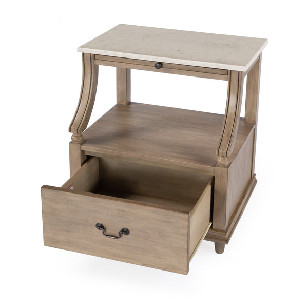 Butler Specialty Mabel Marble Nightstand With Elegant Design, Spacious Drawer, And Timeless Charm For Your Bedroom Tan,Beige Marble,Mahogany Wood,Mdf,Mahogany Veneer,Plywood 5519415-butler