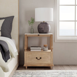 Butler Specialty Mabel Marble Nightstand With Elegant Design, Spacious Drawer, And Timeless Charm For Your Bedroom Tan,Beige Marble,Mahogany Wood,Mdf,Mahogany Veneer,Plywood 5519415-butler