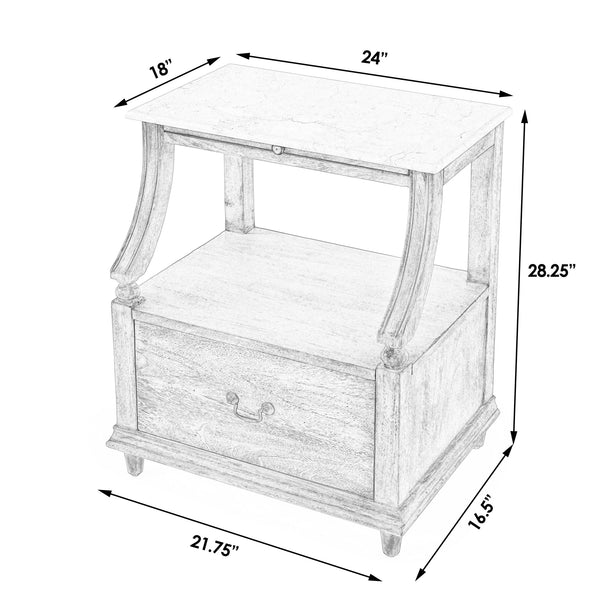 Butler Specialty Mabel Marble Nightstand With Elegant Design, Spacious Drawer, And Timeless Charm For Your Bedroom Tan,Beige Marble,Mahogany Wood,Mdf,Mahogany Veneer,Plywood 5519415-butler