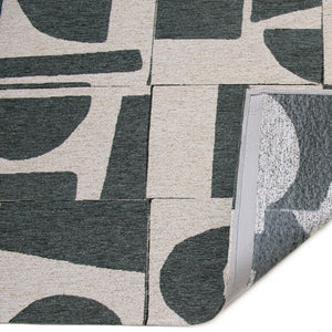Round Washable Geometric Area Rug in Recycled Pet Fibers Low Pile for Modern Living Spaces