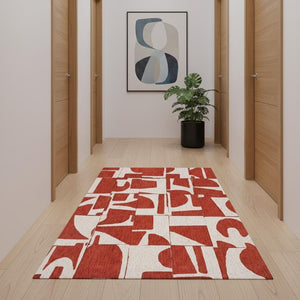 10 Foot Geometric Runner Rug Machine Washable Recycled Pet Low Pile Hallway Accent