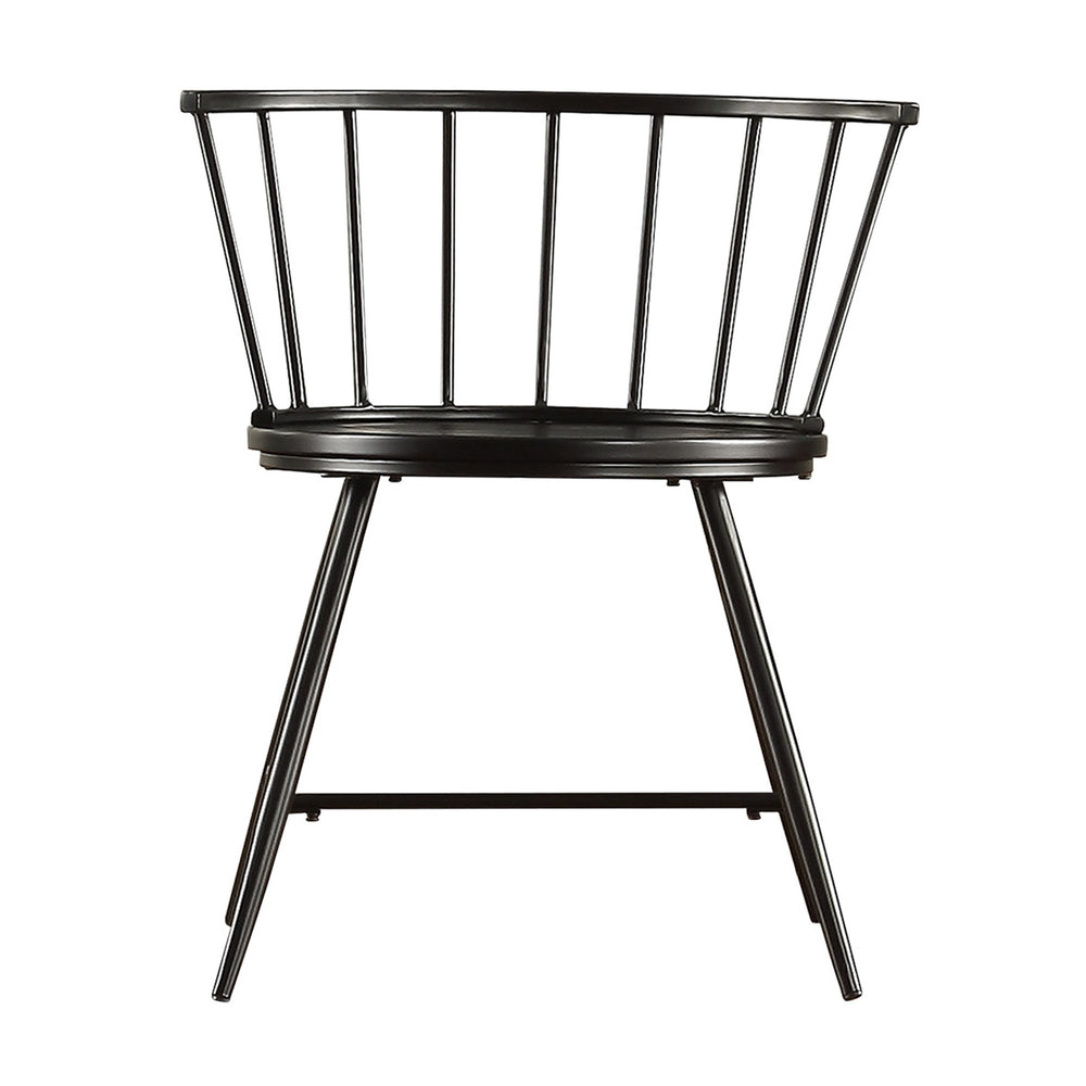 Homelegance Lydford Minimalist Metal Frame Low Back Dining Chair with Glossy Mdf Seat Set of 2 Black 551C-BK(3A)