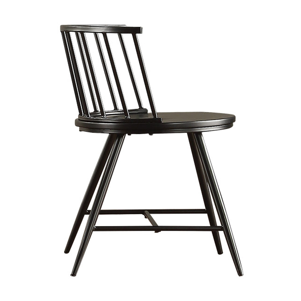 Homelegance Lydford Minimalist Metal Frame Low Back Dining Chair with Glossy Mdf Seat Set of 2 Black 551C-BK(3A)
