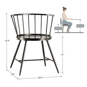Lydford Minimalist Metal Frame Low Back Dining Chair with Glossy Mdf Seat Set of 2