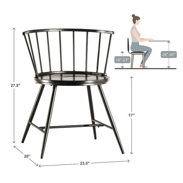 Lydford Minimalist Metal Frame Low Back Dining Chair with Glossy Mdf Seat Set of 2