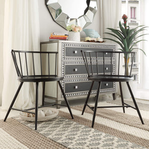 Lydford Minimalist Metal Frame Low Back Dining Chair with Glossy Mdf Seat Set of 2