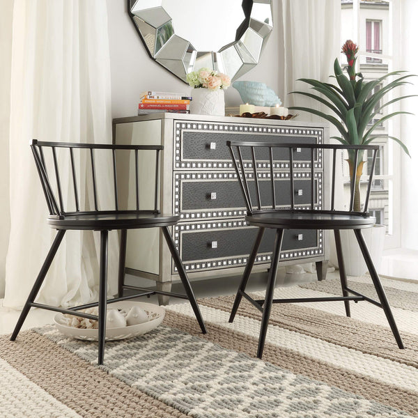 Lydford Minimalist Metal Frame Low Back Dining Chair with Glossy Mdf Seat Set of 2