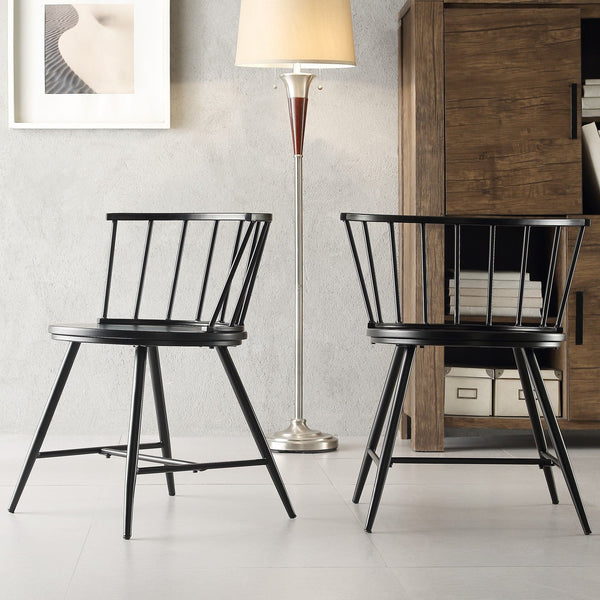 Lydford Minimalist Metal Frame Low Back Dining Chair with Glossy Mdf Seat Set of 2