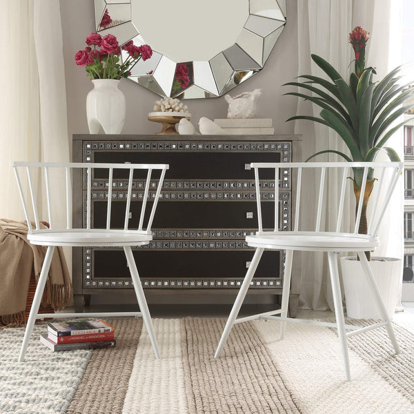 Lydford Minimalist Metal Frame Low Back Dining Chair with Glossy Mdf Seat Set of 2