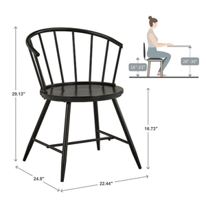 Lydford Windsor Low Back Dining Chair Set with Iron Legs for Modern Spaces