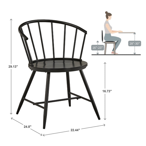 Lydford Windsor Low Back Dining Chair Set with Iron Legs for Modern Spaces