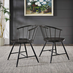 Lydford Windsor Low Back Dining Chair Set with Iron Legs for Modern Spaces