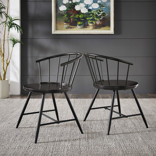 Lydford Windsor Low Back Dining Chair Set with Iron Legs for Modern Spaces