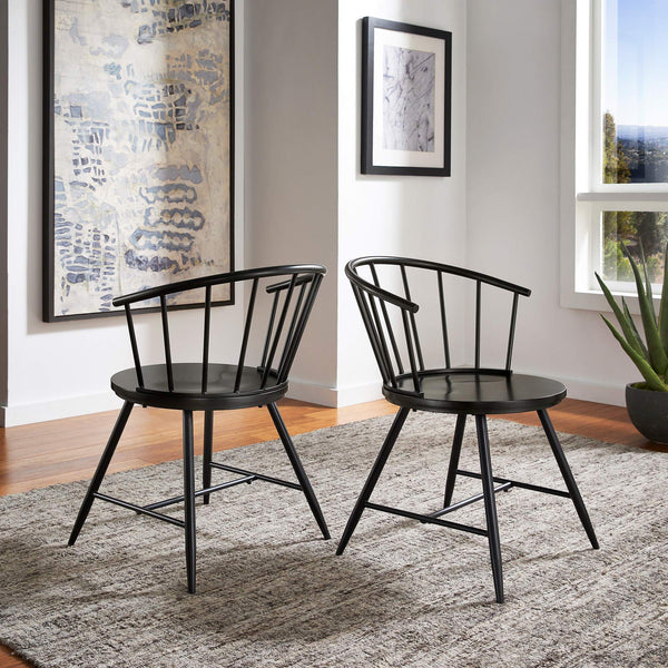 Lydford Windsor Low Back Dining Chair Set with Iron Legs for Modern Spaces