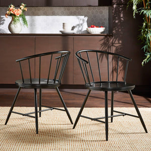 Lydford Windsor Low Back Dining Chair Set with Iron Legs for Modern Spaces
