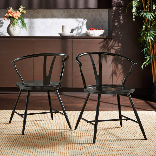 Lydford Wishbone Back Iron Dining Chair Set for Stylish Modern Interiors