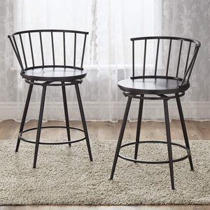 Lydford Windsor Back Swivel Counter Stool with Iron Frame for Kitchen Bar Seating