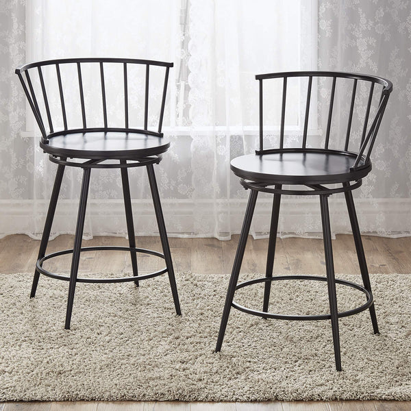 Lydford Windsor Back Swivel Counter Stool with Iron Frame for Kitchen Bar Seating