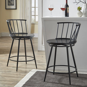 Lydford Windsor Back Swivel Counter Stool with Iron Frame for Kitchen Bar Seating