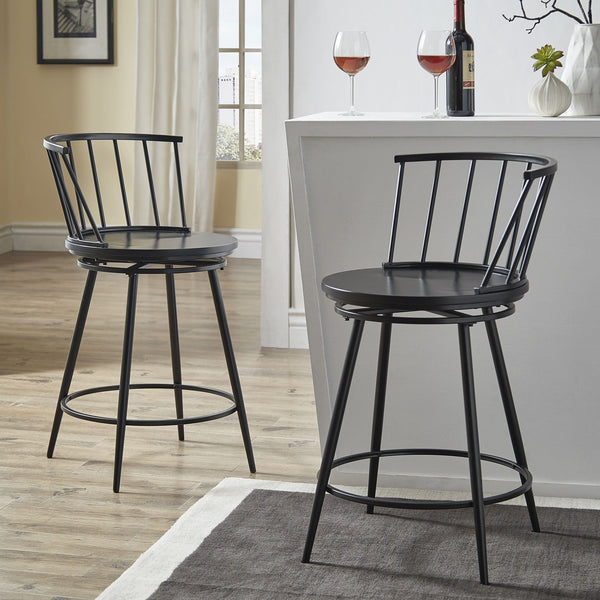 Lydford Windsor Back Swivel Counter Stool with Iron Frame for Kitchen Bar Seating