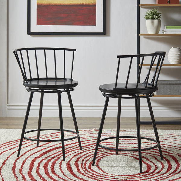 Lydford Windsor Back Swivel Counter Stool with Iron Frame for Kitchen Bar Seating