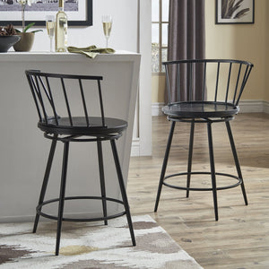 Lydford Windsor Back Swivel Counter Stool with Iron Frame for Kitchen Bar Seating