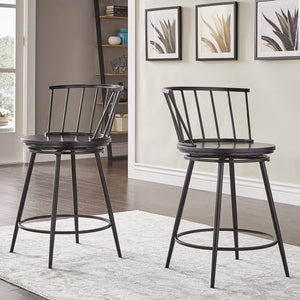 Lydford Windsor Back Swivel Counter Stool with Iron Frame for Kitchen Bar Seating