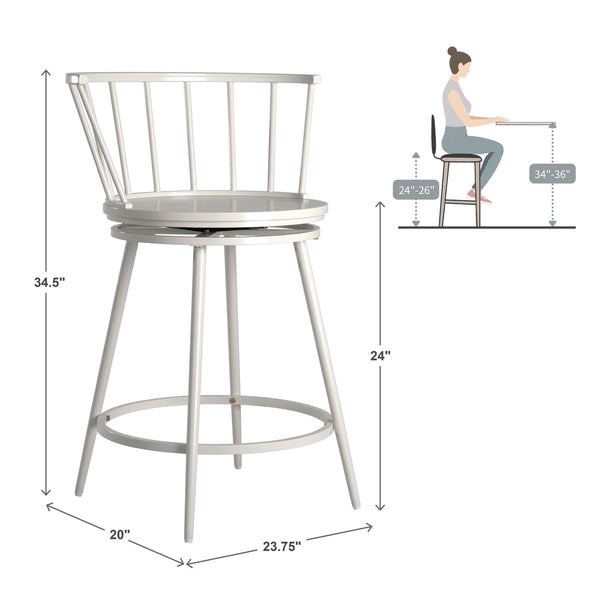 Lydford Windsor Back Swivel Counter Stool with Iron Frame for Kitchen Bar Seating
