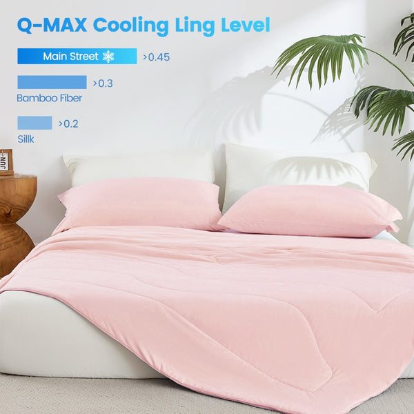 English Elm 1-piece Queen Cooling Comforter Nylon Spandex Shell Wave Quilted Breathable Lightweight Fill Pink B035P408417