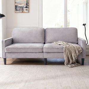 English Elm Modern Linen Loveseat with Washable Cover Spring Cushions Solid Frame Small Spaces W5052S00001